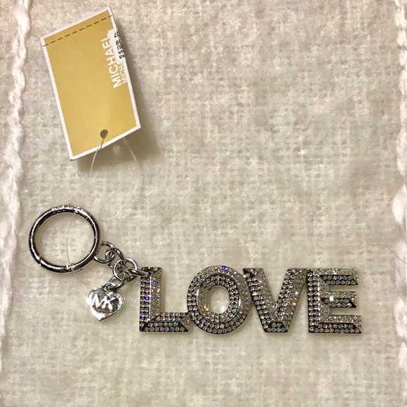 NWT MICHAEL KORS SILVER RHINESTONE BAG/KEY CHARM - Picture 3 of 5